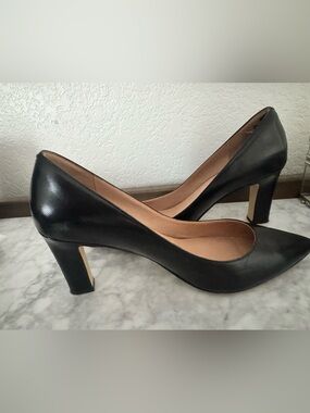 Cole Haan Black Leather Pointed-Toe Pumps